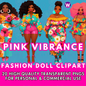 Pink Vibrance Fashion Doll Clipart Collection