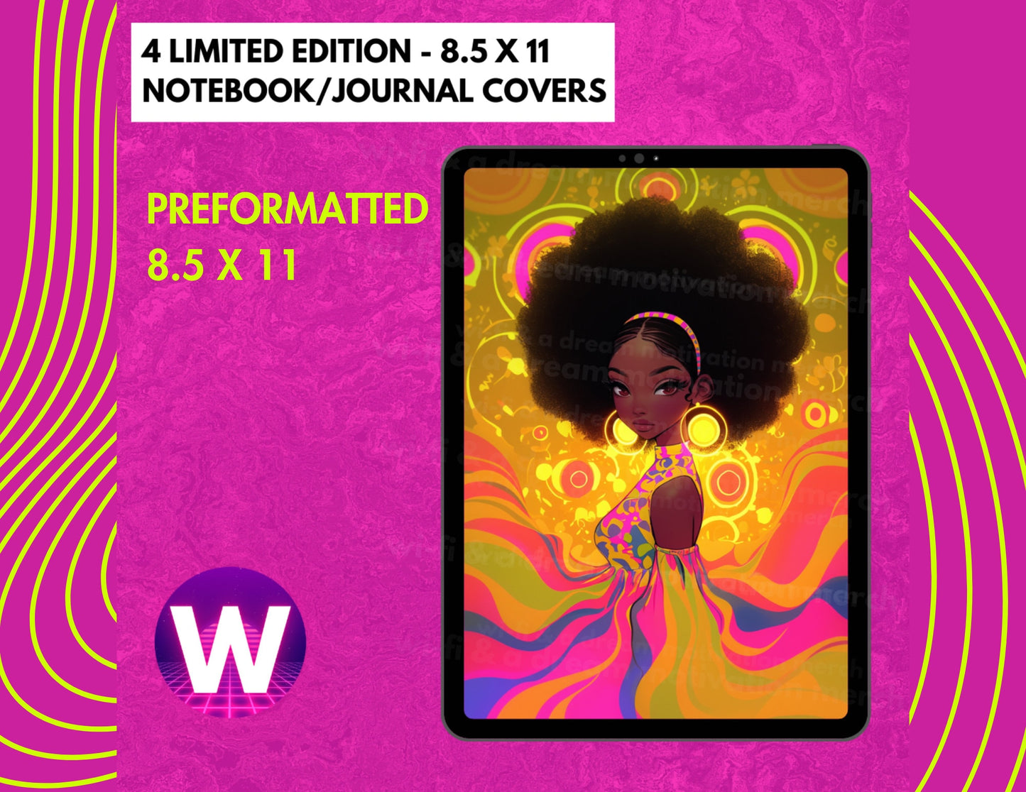 Retro Glow Upscaled PNGs | Journal Covers (Digital Download, AI Art, High-Resolution PNGs)