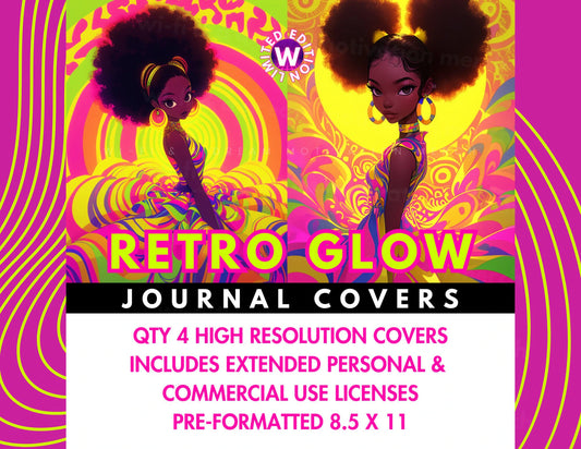 Retro Glow Upscaled PNGs | Journal Covers (Digital Download, AI Art, High-Resolution PNGs)