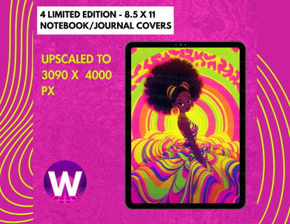 Retro Glow Upscaled PNGs | Journal Covers (Digital Download, AI Art, High-Resolution PNGs)