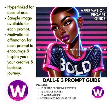 DALL-E 3 Prompt Guide, Affirmation Prompt Guide, Digital Art Prompts, AI Art Prompt Guide, Creative Business Guide, DALL-E Prompts for Artists, ChatGPT Art Prompts, Motivational Affirmation Guide, AI Art Creation Guide, Digital Download Prompts