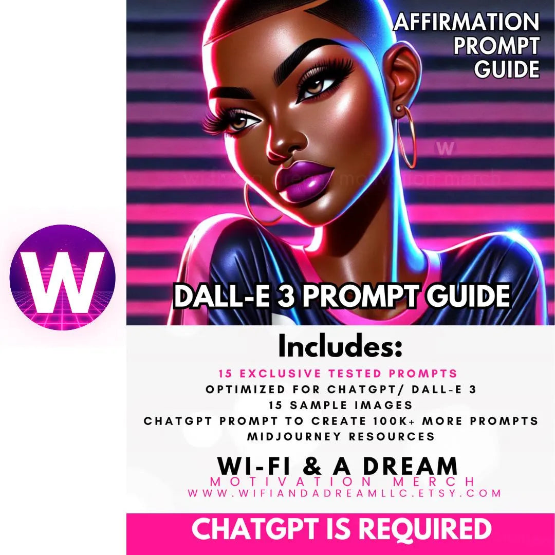 DALL-E 3 Prompt Guide, Affirmation Prompt Guide, Digital Art Prompts, AI Art Prompt Guide, Creative Business Guide, DALL-E Prompts for Artists, ChatGPT Art Prompts, Motivational Affirmation Guide, AI Art Creation Guide, Digital Download Prompts